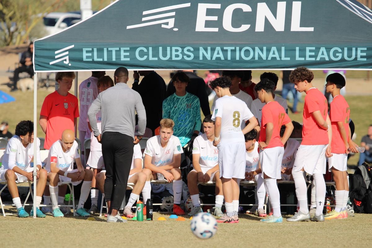 Jax Kelley-Aranda at the ECNL Phoenix Showcase under the ECNL tent
